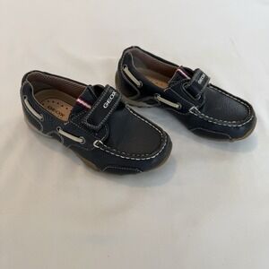 GEOX Jr Snake Moc Boys Loafers US 10.5 Navy Leather Excellent Condition